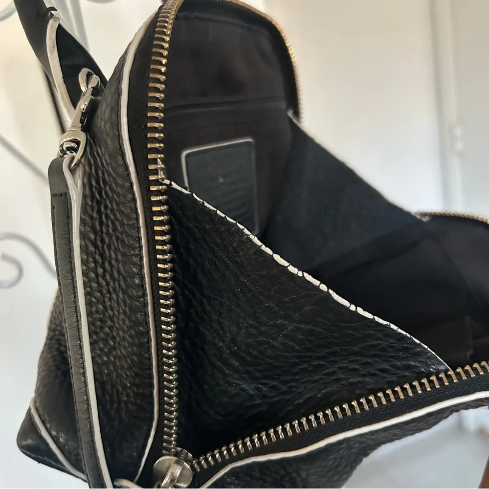 Coach Bleecker Mini Preston Black White Edgepaint Leather Satchel Bag 30344 - Picture 13 of 15